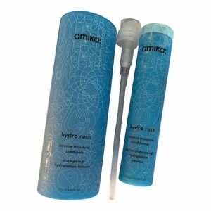 Amika Hydro Rush Shampoo 1L Salon Size + Conditioner 9.2 oz Pump Included NEW